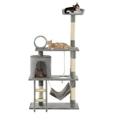 Cat Tree with Sisal Scratching Posts 140 cm Grey 170583