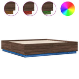 Bed Frame with LED without Mattress Brown Oak 200x200 cm 3209589