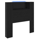 Storage Headboard with LED Black Oak Engineered Wood 3418646