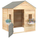 Playhouse with Lockable Door and Flower Pots Solid Wood Fir 93687