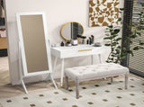 80cm End of Bed Bench, Window Seat, Tufted Bench for Bedroom, Hallway, Living Room, Cream White T3398P330549