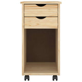 Rolling Cabinet Brown 34 x 39 x 65.5 cm Solid Pine Wood 42032391