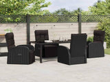Garden Dining Set with Cushion 5 pcs Black Poly Rattan 3379530