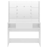 Makeup Table with LED Lights 100x40x135 cm MDF Shining White 331539