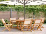 Folding Garden Chairs 6 pcs Beige Fabric and Solid Wood 3214584