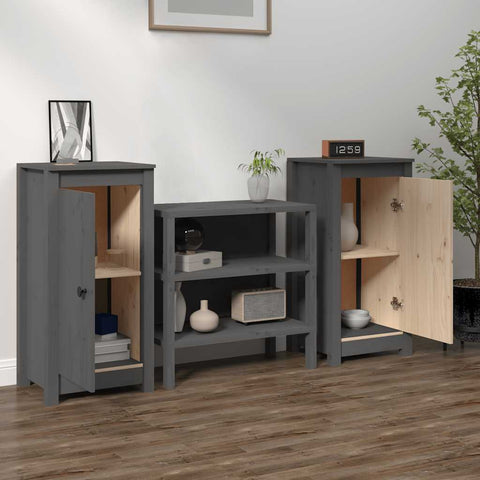Sideboards 2 pcs Grey 39x35x80 cm Solid Wood Pine 813729