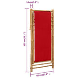 Beach Chair Red Canvas , Bamboo 60 x Foldable 313020