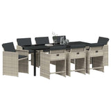 Garden Dining Set 9 pcs Light Grey Poly Rattan 3380708