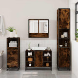 3 Piece Bathroom Furniture Set Smoked Oak Engineered Wood 3301062
