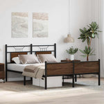 Bed Frame without Mattress Brown Oak 140x190 cm Engineered Wood 4107034