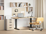 Desk with Storage Black and Natural 120 x 60 cm Solid Oak Wood 3426551