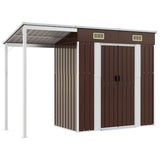 Garden Shed with Extended Roof Brown 277x107x181 cm Steel 364527