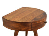 Solid Wood Chestnut Semi Circle Bedside, 1 Drawer, Dark Brown B2743P402949