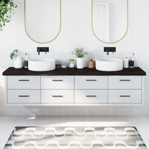 Bathroom Countertop Dark Brown 220x50x cm Treated Solid Wood 3156278