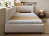 Upholstered bed, 3ft single bed 90190cm, Modern Corduroy Youth Bed, With wooden Slats, With side N604P473672B