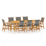 Garden Dining Set Brown Solid Acacia wood, Poly Rattan 9 Piece Set 3087127