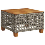 Garden Table Grey 55x55x36 cm Poly Rattan Acacia Wood 365930
