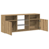 TV Cabinet with LED Lights Artisian Oak 120x30x50 cm Engineered Wood 856352