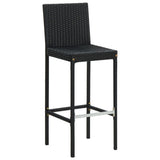 Bar Stool Set of 2 Black Poly Rattan Counter Height Durable 316668