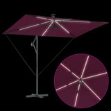 Umbrella with LED Strip Lights Bordeaux Red 294 x 200 x 270 cm 42003397