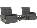 2 Seater Patio Rattan Wicker Chaise Lounge Sofa Set w/ Cushion for Patio Garden Porch, Grey T3398P315417