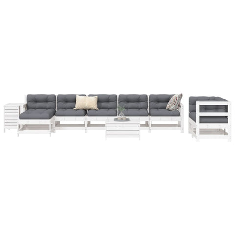 ZNTS 10 Piece Garden Sofa Set White Solid Wood Pine 3250681