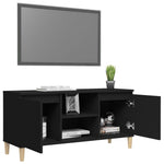 TV Cabinet with Solid Wood Legs Black 103.5x35x50 cm 805960