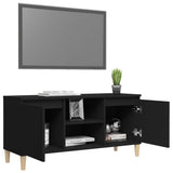 TV Cabinet with Solid Wood Legs Black 103.5x35x50 cm 805960
