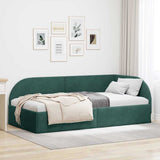 Corner Bed Frame Dark Green 100 cm x 200 cm Velvet 42016658