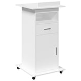 Lectern with Wheels & Drawer White 55x55x107 cm Engineered Wood 848024