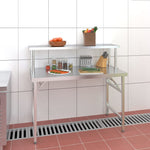 Kitchen Work Table with Overshelf 120x60x115 cm Stainless Steel 3155991