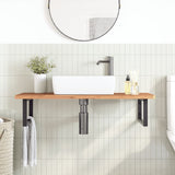 Basin Shelf Wall Mounted Steel and Solid Wood Beech 3302441