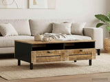 Coffee Table Brown and Black 80 x 54 x 40 cm Solid Mango Wood 4018857