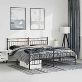 Metal Bed Frame without Mattress with Footboard Black 183x213cm 373714