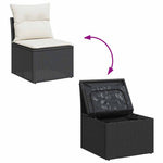 9 Piece Garden Sofa Set with Cushions Black Poly Rattan Acacia 3327633