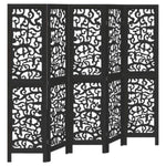 Room Divider 5 Panels Black Solid Wood Paulownia 358757