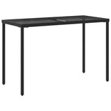 Garden Table Black Poly Rattan, Powder-Coated Steel, Tempered Glass 365072