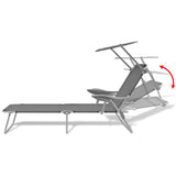 42934 Sun Lounger with Canopy Steel Grey