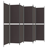 6-Panel Room Divider Brown 300x200 cm Fabric 350239