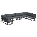 Garden Sofa Set with Cushion Black Aluminium 3378902