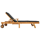 Sun Lounger Folding Brown and Dark Grey Solid Teak Wood 42032671
