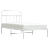 Bed Frame White Powder-Coated Steel Single Bed Frame 352621