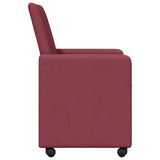 Dining Chairs with Wheels 2 pcs Wine red 57 x 66 x 94 cm Fabric 42017810