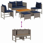 Garden Sofa Set 6 pcs Grey and navy blue Poly Rattan 4104706
