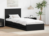 Bed Frame with Drawer Black 90 x 200 cm Engineer Wood 3411153