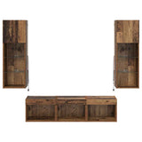 TV Wall Units Wall-mounted 5 pcs Black Oak Engineered Wood 3402923