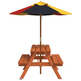 Picnic Table for 4 Kids with Umbrella Solid Wood Fir 3281615