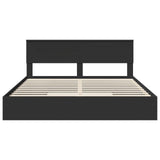 Storage Bed with Headboard Black 200 x 200 cm Engineered Wood 3408425