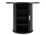 Round bar table with storage, 91.6cm high standing table with cabinet, MDF wood look, load capacity N639P442895S