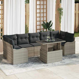 Garden Sofa Set with Cushion 8 pcs Light grey Poly rattan 3357155